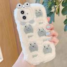 For iPhone 16 Embroidered Plush TPU Phone Case(Five Little Frogs) - 1