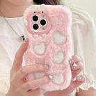 For iPhone 15 Pro Max Embroidered Plush TPU Phone Case(Foundation White Love Heart) - 1