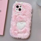 For iPhone 15 Plus Embroidered Plush TPU Phone Case(Foundation Heart) - 1