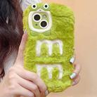 For iPhone 15 Plus Embroidered Plush TPU Phone Case(Green Embroidery M) - 1