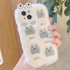 For iPhone 14 Plus Embroidered Plush TPU Phone Case(Five Little Frogs) - 1