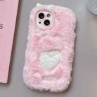 For iPhone 14 Embroidered Plush TPU Phone Case(Foundation Heart) - 1