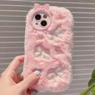 For iPhone 14 Embroidered Plush TPU Phone Case(Foundation Bow) - 1