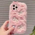 For iPhone 14 Pro Embroidered Plush TPU Phone Case(Foundation Bow) - 1