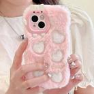 For iPhone 13 Embroidered Plush TPU Phone Case(Foundation White Love Heart) - 1