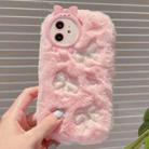 For iPhone 12 Embroidered Plush TPU Phone Case(Foundation Bow) - 1