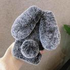 For iPhone 12 mini 3D Cute Long-eared Rabbit Plush Full Coverage Phone Case(Gray) - 1