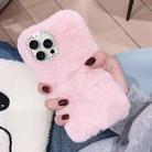 For iPhone 15 Pro Diamond Lens Ring Solid Color Plush Phone Case(Pink) - 1