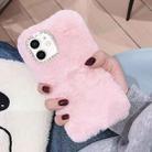 For iPhone 12 mini Diamond Lens Ring Solid Color Plush Phone Case(Pink) - 1