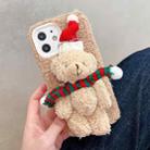 For iPhone 12 mini 3D Christmas Bear Plush Phone Case(Brown) - 1