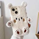 For iPhone 15 Plus 3D Smiling Little Bear Plush Phone Case(White) - 1