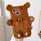 For iPhone 15 3D Smiling Little Bear Plush Phone Case(Brown) - 1