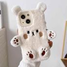 For iPhone 14 3D Smiling Little Bear Plush Phone Case(White) - 1