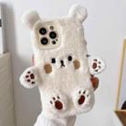 For iPhone 13 Pro Max 3D Smiling Little Bear Plush Phone Case(White) - 1