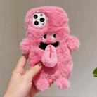 For iPhone 15 Pro 3D Magnetic Long Tongue Monster Plush Phone Case(Pink) - 1