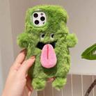 For iPhone 15 Pro 3D Magnetic Long Tongue Monster Plush Phone Case(Green) - 1