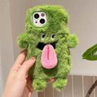 For iPhone 15 Plus 3D Magnetic Long Tongue Monster Plush Phone Case(Green) - 1