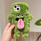 For iPhone 15 3D Magnetic Long Tongue Monster Plush Phone Case(Green) - 1