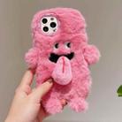 For iPhone 14 Pro Max 3D Magnetic Long Tongue Monster Plush Phone Case(Pink) - 1