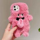 For iPhone 12 3D Magnetic Long Tongue Monster Plush Phone Case(Pink) - 1