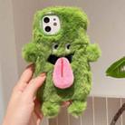 For iPhone 12 3D Magnetic Long Tongue Monster Plush Phone Case(Green) - 1