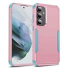 For Samsung Galaxy S25 5G TPU + PC Shockproof Protective Phone Case(Pink + Grey Green) - 1