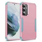 For Samsung Galaxy S25+ 5G TPU + PC Shockproof Protective Phone Case(Pink + Grey Green) - 1