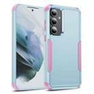 For Samsung Galaxy S25+ 5G TPU + PC Shockproof Protective Phone Case(Grey Green + Pink) - 1