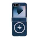 For Samsung Galaxy Z Flip5 Electroplating Lightning MagSafe Fold Full Coverage Phone Case(Blue) - 1