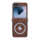 For Samsung Galaxy Z Flip5 Electroplating Lightning MagSafe Fold Full Coverage Phone Case(Brown) - 1