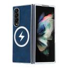 For Samsung Galaxy Z Fold3 5G Electroplating Lightning MagSafe Fold Full Coverage Phone Case(Blue) - 1