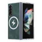 For Samsung Galaxy Z Fold3 5G Electroplating Lightning MagSafe Fold Full Coverage Phone Case(Green) - 1