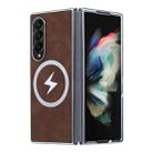 For Samsung Galaxy Z Fold3 5G Electroplating Lightning MagSafe Fold Full Coverage Phone Case(Brown) - 1