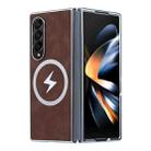 For Samsung Galaxy Z Fold4 Electroplating Lightning MagSafe Fold Full Coverage Phone Case(Brown) - 1