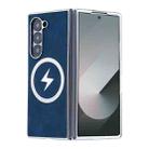 For Samsung Galaxy Z Fold6 Electroplating Lightning MagSafe Fold Full Coverage Phone Case(Blue) - 1