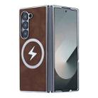 For Samsung Galaxy Z Fold6 Electroplating Lightning MagSafe Fold Full Coverage Phone Case(Brown) - 1