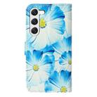 For Samsung Galaxy S25 5G Colored Drawing Marble Pattern Leather Phone Case(Blue Flower) - 3