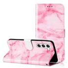 For Samsung Galaxy S25 5G Colored Drawing Marble Pattern Leather Phone Case(Pink Marble) - 1