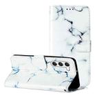 For Samsung Galaxy S25+ 5G Colored Drawing Marble Pattern Leather Phone Case(White Marble) - 1