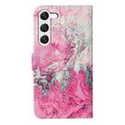 For Samsung Galaxy S25+ 5G Colored Drawing Marble Pattern Leather Phone Case(Pink Seawater) - 3