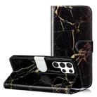 For Samsung Galaxy S25 Ultra 5G Colored Drawing Marble Pattern Leather Phone Case(Black Gold Marble) - 1