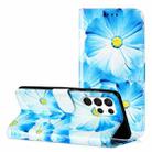 For Samsung Galaxy S25 Ultra 5G Colored Drawing Marble Pattern Leather Phone Case(Blue Flower) - 1