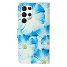 For Samsung Galaxy S25 Ultra 5G Colored Drawing Marble Pattern Leather Phone Case(Blue Flower) - 3