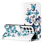 For Samsung Galaxy S25 Ultra 5G Colored Drawing Marble Pattern Leather Phone Case(Little Blue Butterflies) - 1