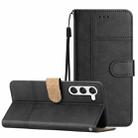 For Samsung Galaxy S25 5G Cowhide Texture Stitching Leather Phone Case(Black) - 1