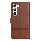 For Samsung Galaxy S25+ 5G Cowhide Texture Stitching Leather Phone Case(Coffee) - 3