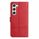For Samsung Galaxy S25+ 5G Cowhide Texture Stitching Leather Phone Case(Red) - 3