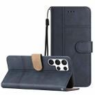 For Samsung Galaxy S25 Ultra 5G Cowhide Texture Stitching Leather Phone Case(Dark Blue) - 1
