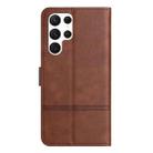 For Samsung Galaxy S25 Ultra 5G Cowhide Texture Stitching Leather Phone Case(Coffee) - 3