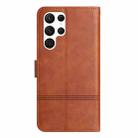 For Samsung Galaxy S25 Ultra 5G Cowhide Texture Stitching Leather Phone Case(Brown) - 3